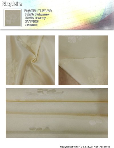 TB-TOLO 餐巾-米白櫻桃花  餐飲布草 成份：100％POLYESTER 正面照